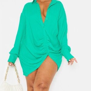 Textured sleeve shirt dress